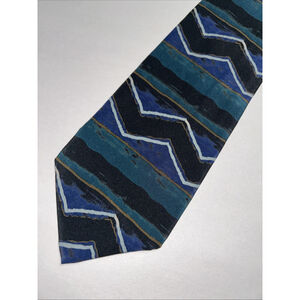 Vintage 90’s Geoffrey Beene Blue Green Black Silk Tie